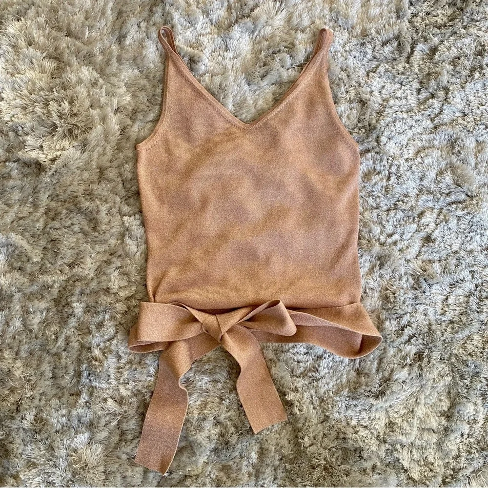 Express Pink Shimmer Sleeveless Top with Tie Size Small - Picture 3 of 7